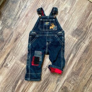 Oshkosh plaid patch baby boy overalls